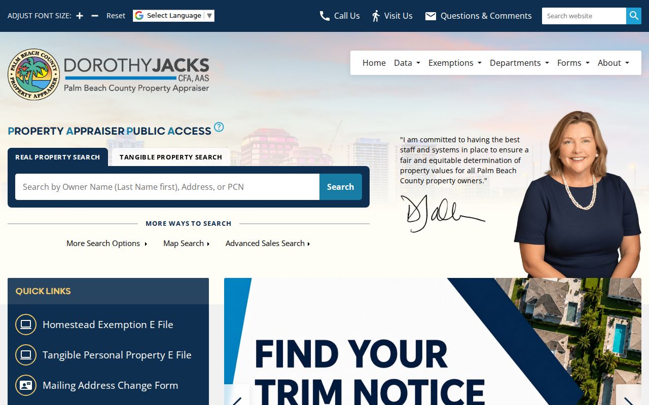 Palm Beach Gardens residents directory property search through Palm Beach County PAPA
