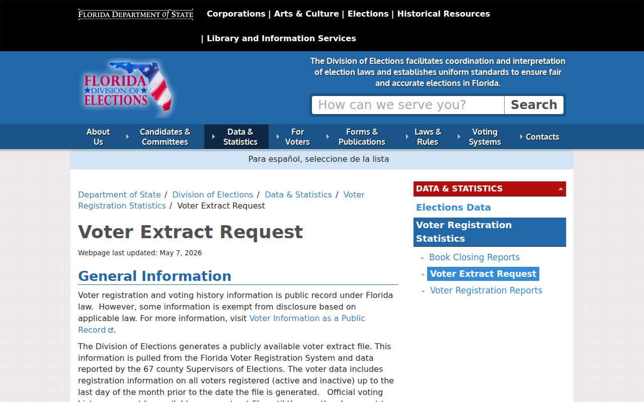 Florida statewide voter extract request information relevant to Palm Beach Gardens neighbor research