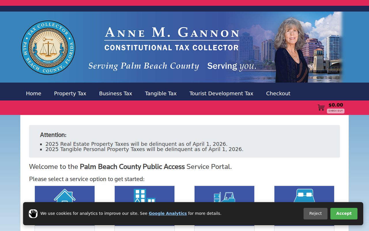 Palm Beach County tax portal used with Palm Beach Gardens street property records