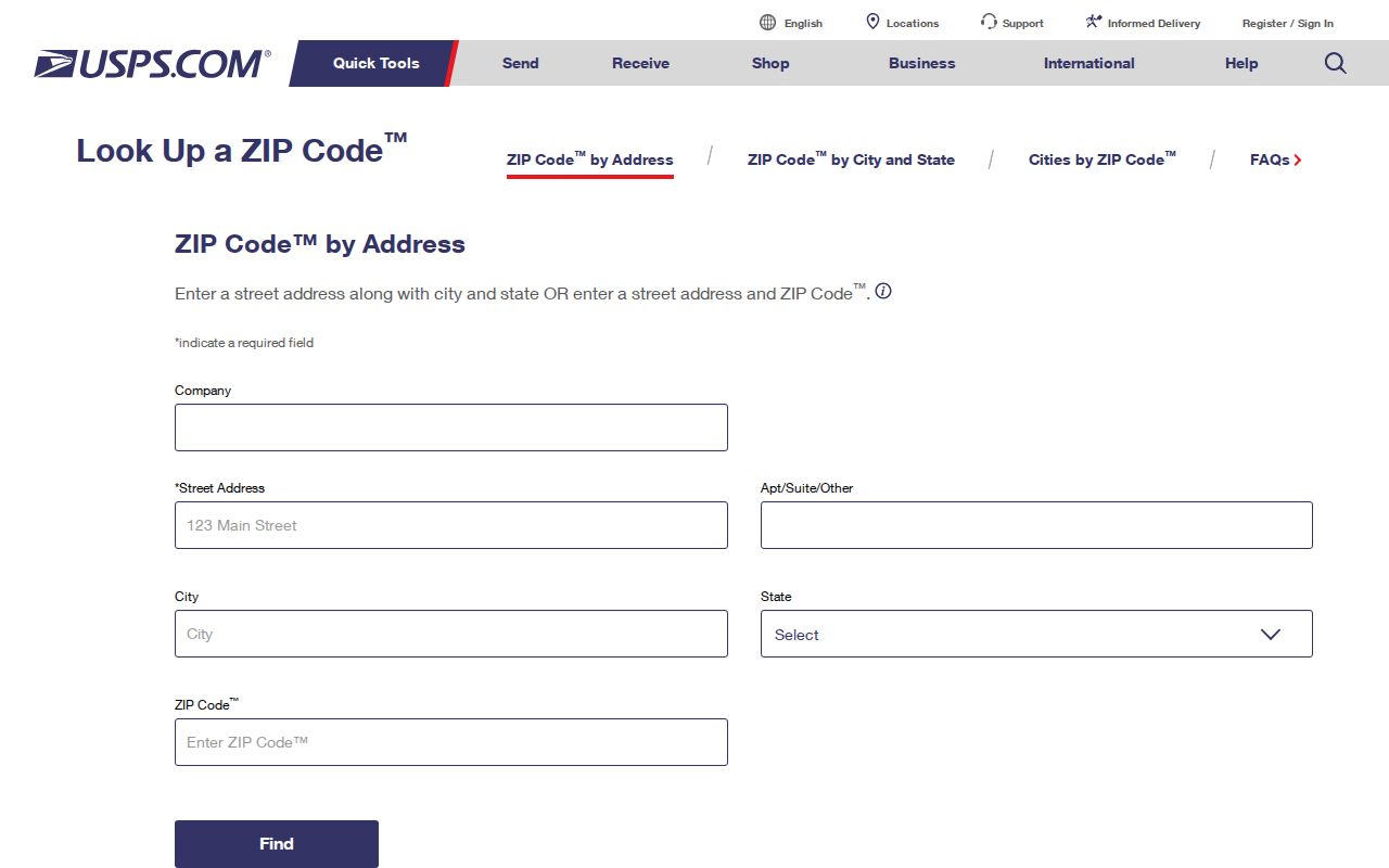 USPS address-to-ZIP lookup for Palm Beach Gardens postal verification